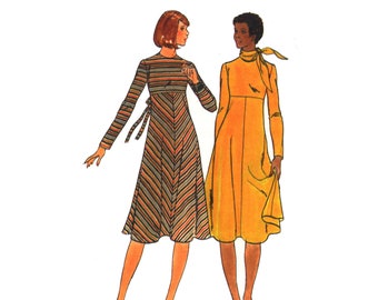 70s Knit Dress Pattern uncut High Waist Dress Size 10 Bust 32 1/2 Aline Bias Dress Butterick 5071