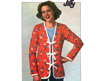 Jiffy Quilted Jacket Pattern pre-cut 70s Jacket MultiSize 10-12 Bust 32 1/2 - 34 Tied Jacket pattern Simplicity 7956