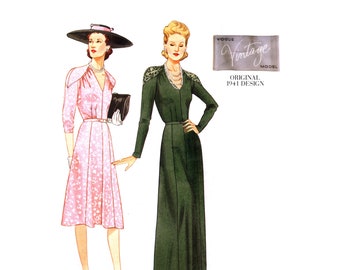 40s Vogue Dress Pattern uncut REISSUE Side Zip Dress MultiSize12-16  Bust 34-38 Gored Dress or Gown Cosplay Vogue 2371