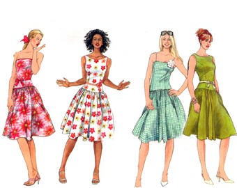 Drop Waist Dress Pattern uncut Strapless Dress MultiSize 12-18 Bust 34-40 Plus Size Princess Seam Sundress  McCalls 4828