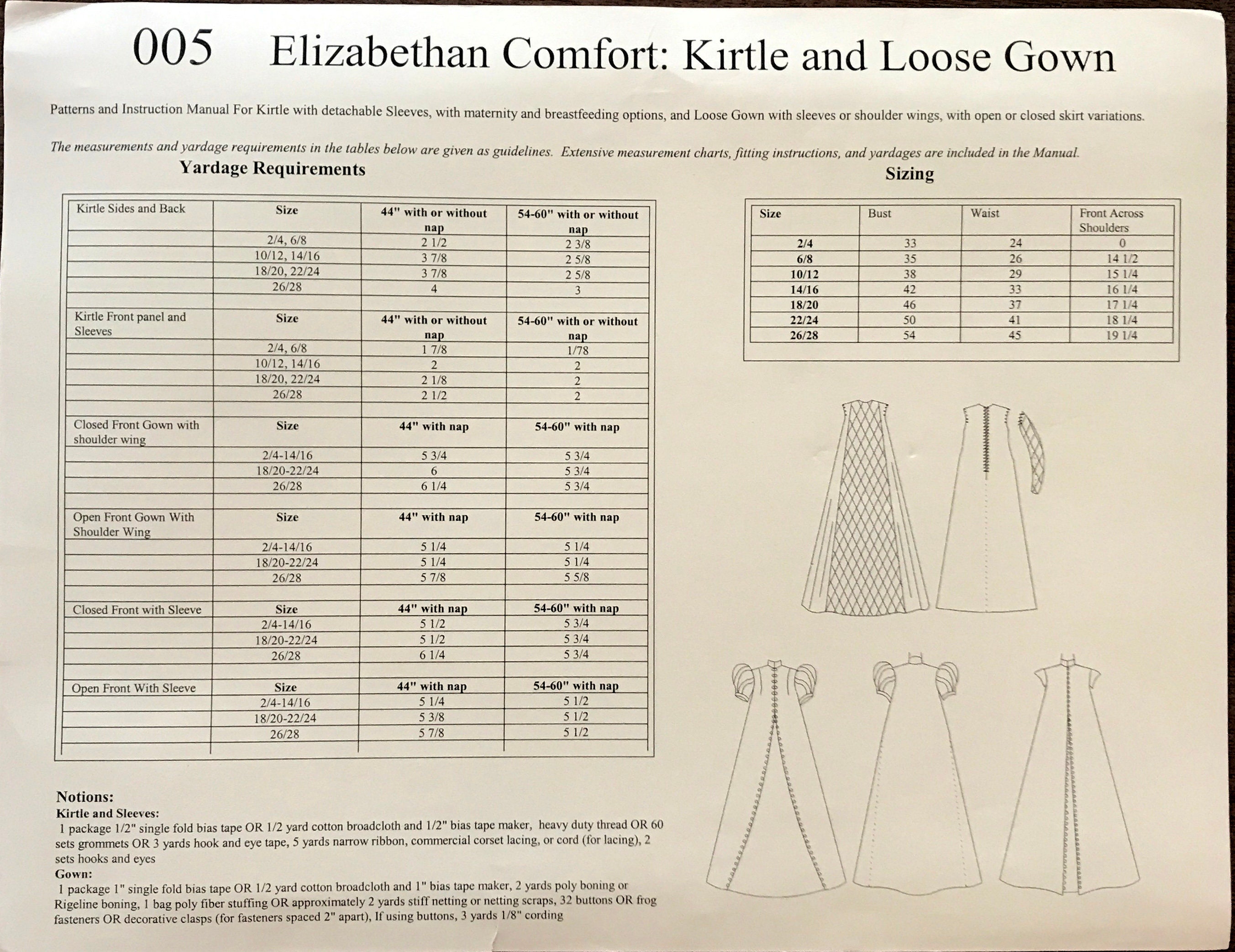 Margo Anderson Elizabethan Comfort Pattern uncut Renaissance | Etsy