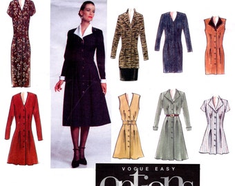 Vogue Dress Pattern uncut 90s Shirtdress MultiSize 12-16 Bust 34-38 Vogue Easy Options Dress Vogue 2193