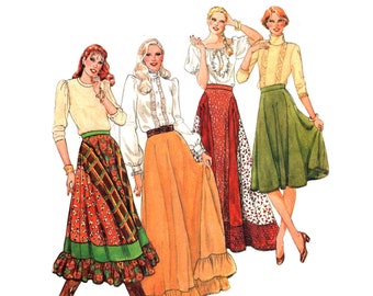 Vintage 80-tals lapptäckskjolmönster storlek 10 Midja 25 Butterick 4090 Oklippt