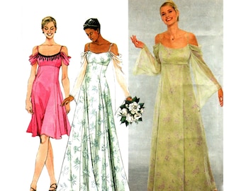 Empire Waist Gown Pattern uncut MultiSize 6-12 Bust 30.5-34 Off the Shoulder Gown Cosplay Elven Dress Simplicity 9125