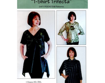 T-Shirt Trifecta Pattern MultiSize XS - 3XL Bust 30-48 Plus Size Saf-T-Pockets 2014 Uncut