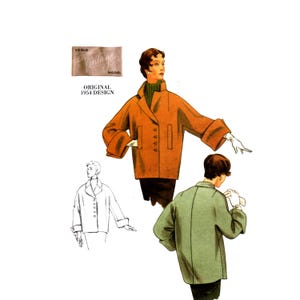 1954 Coat Pattern MultiSize 16-26 Bust 38-48 Plus Size Vogue 1023 8420 Uncut