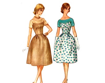 60s Party Dress Pattern uncut Color Block Bell Shaped Dress Size 14 Bust 34 Cocktail Dress McCalls 5309