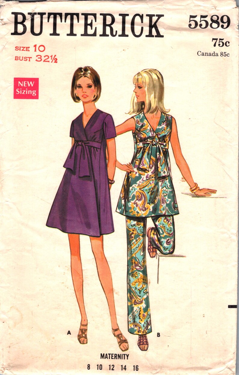 Vintage 70s Wrap Dress Tunic Pants Pattern Uncut Size 10 Bust 32.5 ...