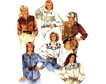 Vintage 90s Western Shirt PatternSize 14 Bust 36 McCalls 4879 Uncut