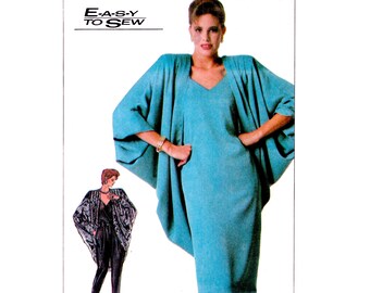 Vintage 80s Cocoon Coat Pattern MultiSize Bust 32.5-42 Plus Size Simplicity 7849 Uncut