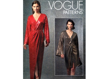 Vogue Cocktail Dress Pattern uncut Vogue Evening Gown MultiSize 6-14 Bust 30.5-36 Mock Wrap Dress Vogue 1657