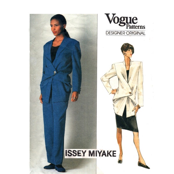 Issey Miyake Individualist Jacket Pattern pre-cut Vogue Designer Original 90s Pants and Shirt Size 10 Bust 32.5 Asymmetric Vogue 2428