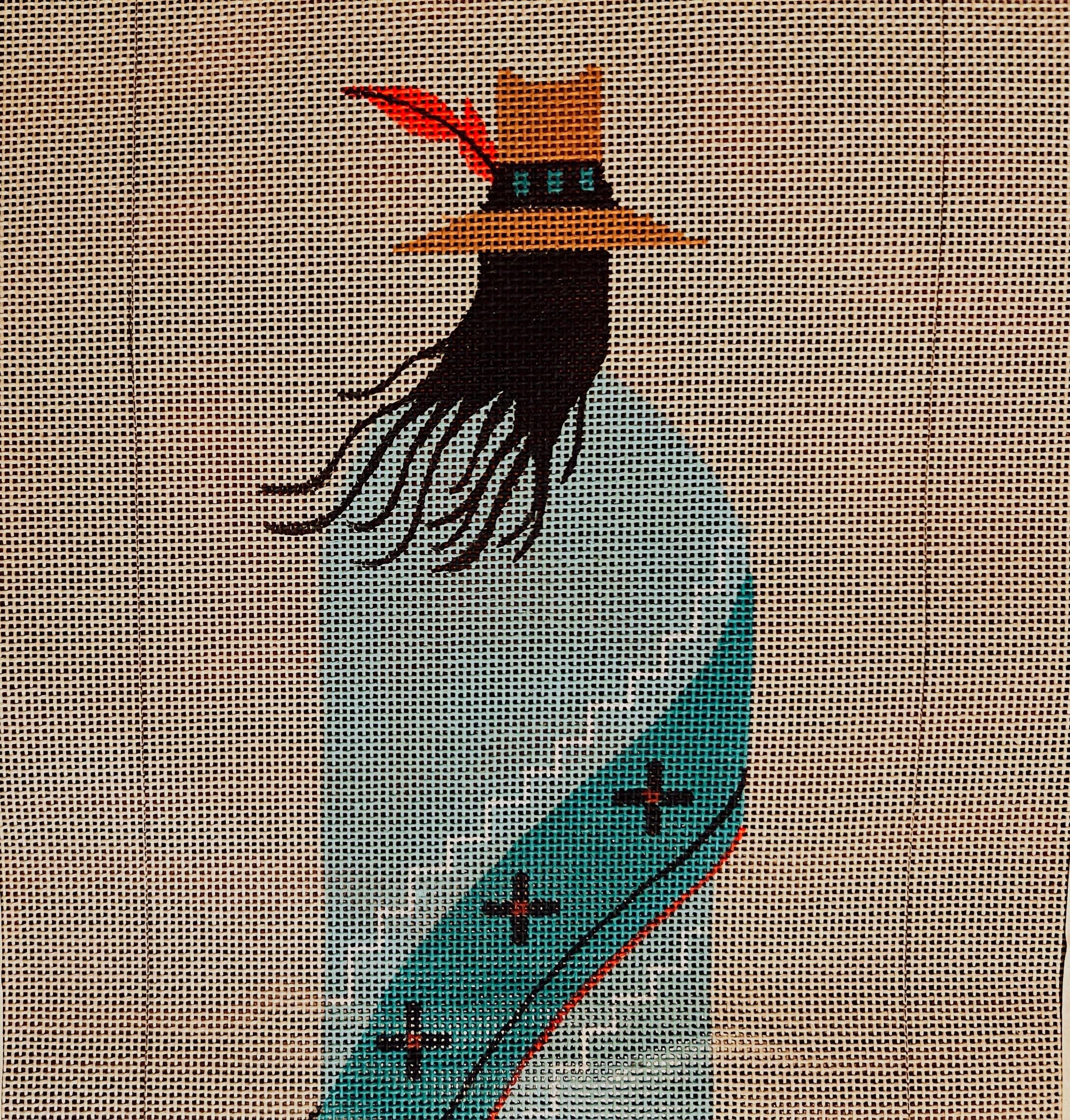 Vintage 80s Tish Holland Hand Painted Needlepoint Canvas - Indian