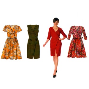 Wrap Dress Pattern uncut Fit and Flare MultiSize 14-22 Bust 36-44 Plus Size Dress McCalls MP455 image 1