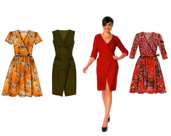 Wrap Dress Pattern uncut Fit and Flare MultiSize 14-22 Bust 36-44 Plus Size Dress McCalls MP455