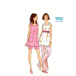 60s Mod Jumper Pattern uncut Vogue Top and Flares Size 10 Bust 32.5 XS 60s Cosplay Pattern Vogue 7576