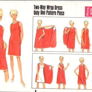 3 Armhole Dress Pattern pre-cut Two Way Wrap Dress 60s Size Medium Bust 34-36 or Small Bust 31.5-32.5 Sundress Swirl Butterick 4699 image 4