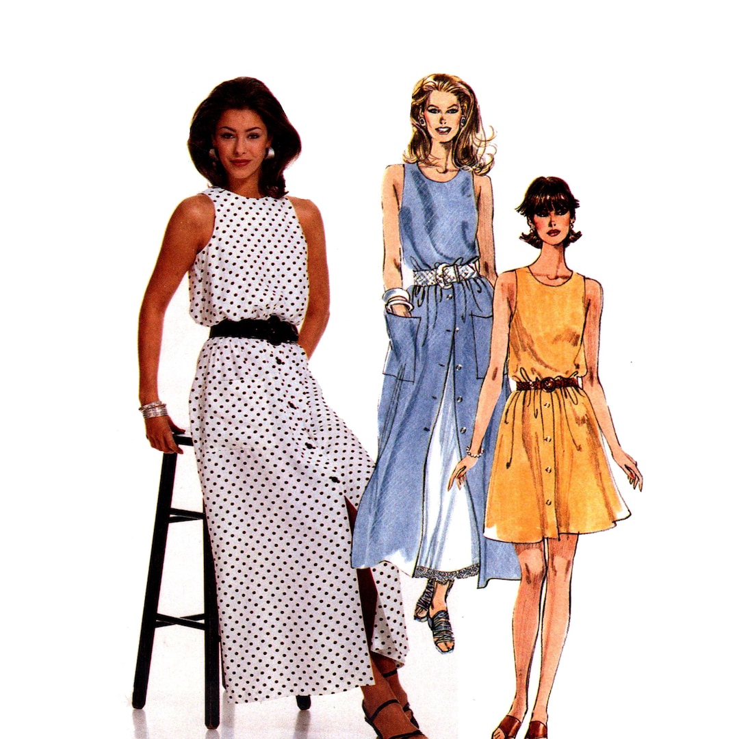Vintage 90s Dress Pattern Multisize 10-14 Bust 32.5-36 Mccalls 7608 ...