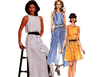 90s Button Skirt Dress Pattern uncut Size 10-14 Bust 32.5-36 Midi Dress Grunge McCalls 7608