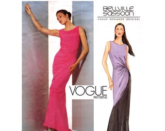Bellville Sassoon Dress Pattern uncut Vogue Designer Original MultiSize 12-16 Bust 34-38 Ruched Evening Gown Vogue 2480