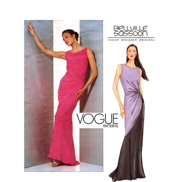 Bellville Sassoon Dress Pattern uncut Vogue Designer Original MultiSize 12-16 Bust 34-38 Ruched Evening Gown Vogue 2480