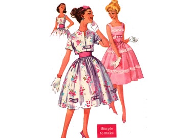 Vintage 50s Dress Pattern Size 15 Bust 35 Simplicity 2992 pre-cut