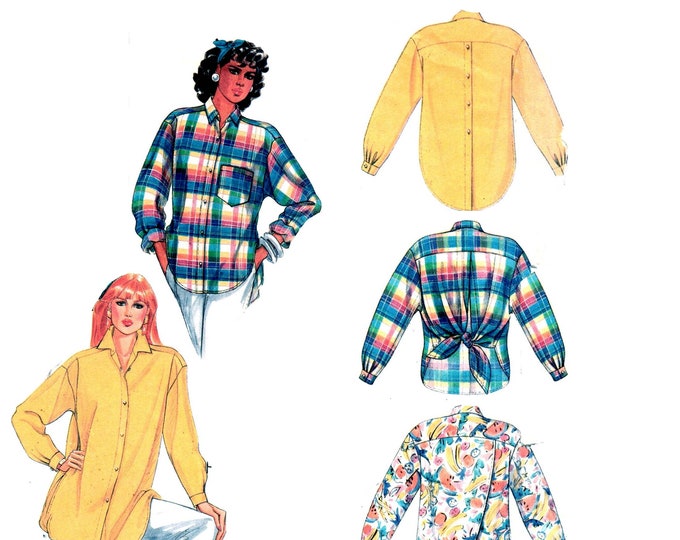 Split Back Shirt Pattern Pre-cut Oversize Blouse Multisize 10-12 Bust ...