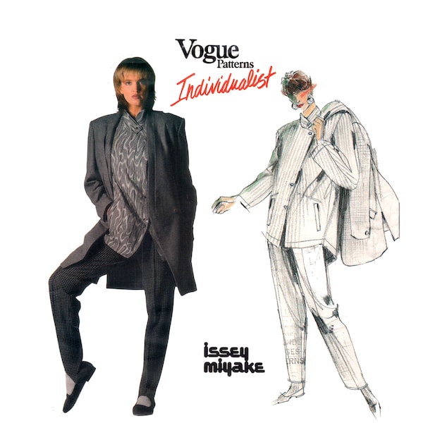 Issey Miyake Individualist Jacket Pattern uncut Vogue Designer Original 80s Pants and Shirt Size 16 Bust 38 Asymmetric Vogue 1664