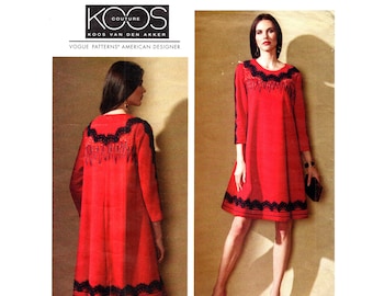 Koos Dress Pattern uncut Vogue American Designer Original Koos Van Den Akker MultiSize 6-22 Bust 30.5-44 Swing Dress Vogue 1553