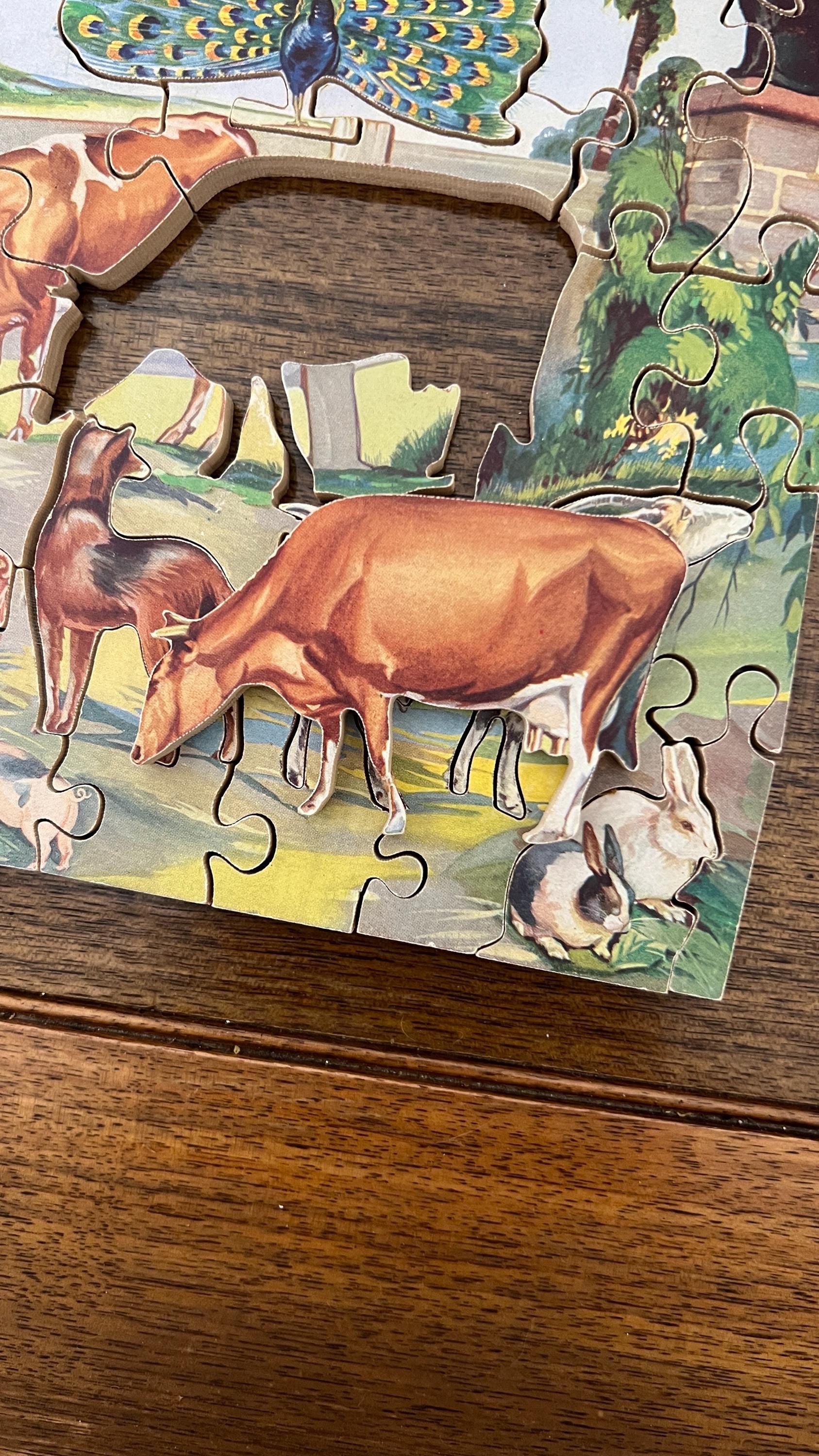 Vintage Wooden Farm Puzzle COMPLETE ~ Victory Vintage Puzzle 1950s