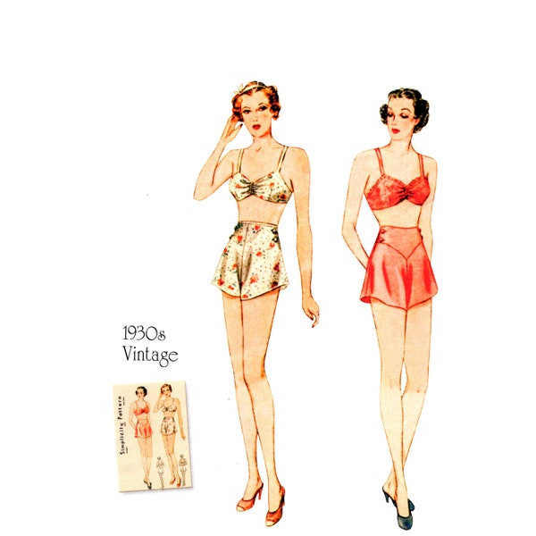 Tap Pants Pattern uncut 30s Bra pattern REISSUE MultiSize 4-12 Bust 29.5-34 or 12-20 Bust 34-42 Plus SizeLingerie Simplicity 8510