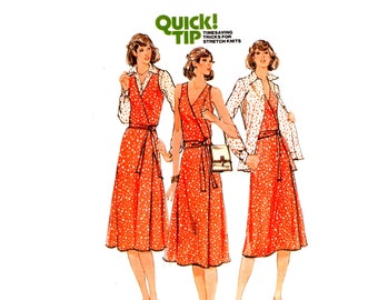 Wrap Dress Pattern uncut 70s Sundress Size 44 Bust 44 Plus Size Blouse and Jumper Wrap Dress Butterick 6074