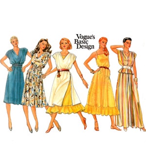 Vogue Sundress Pattern uncut 80s Vogue Basic Design MultiSize 6-8 Bust 30.5-31.5 Prairie Skirt Tunic Dress and Top Vogue 2895