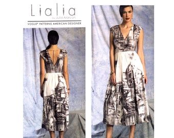 Lialia Dress Pattern uncut Vogue American Designer Julia Alarcon MultiSize 6-14 Bust 30.5-36 Low Back Deep Vee Dress  Vogue 1402