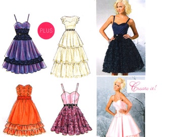 Tiered Full Skirt Dress Pattern uncut Prom Dress MultiSize 18-24 Bust 40-46 Plus Size Cosplay Cocktail Dress McCalls M6646