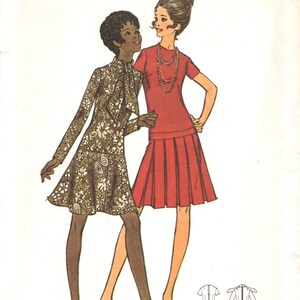 70s Drop Waist Dress Pattern uncut Size 40 Bust 44 or Size 42 Bust 46 Plus Size Minidress Butterick 5950 image 4