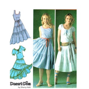 Peasant Skirt Pattern uncut Desert Diva Prairie Skirt MultiSize 6-14 Bust 30.5-36 Peasant Blouse pattern Simplicity 4173