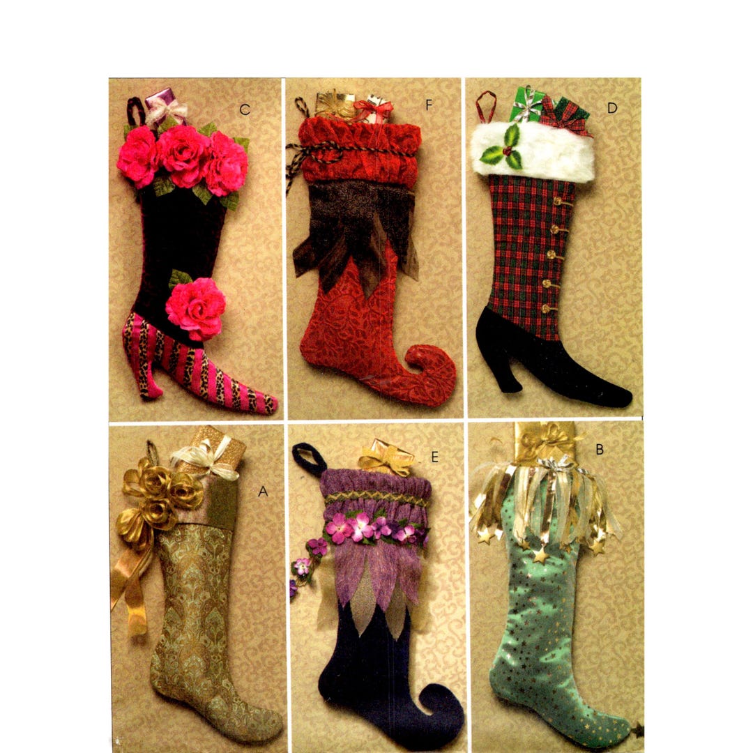 Victorian Christmas Stocking Pattern Uncut Christmas Decor Elf Stocking ...