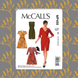 Wrap Dress Pattern uncut Fit and Flare MultiSize 14-22 Bust 36-44 Plus Size Dress McCalls MP455 image 2