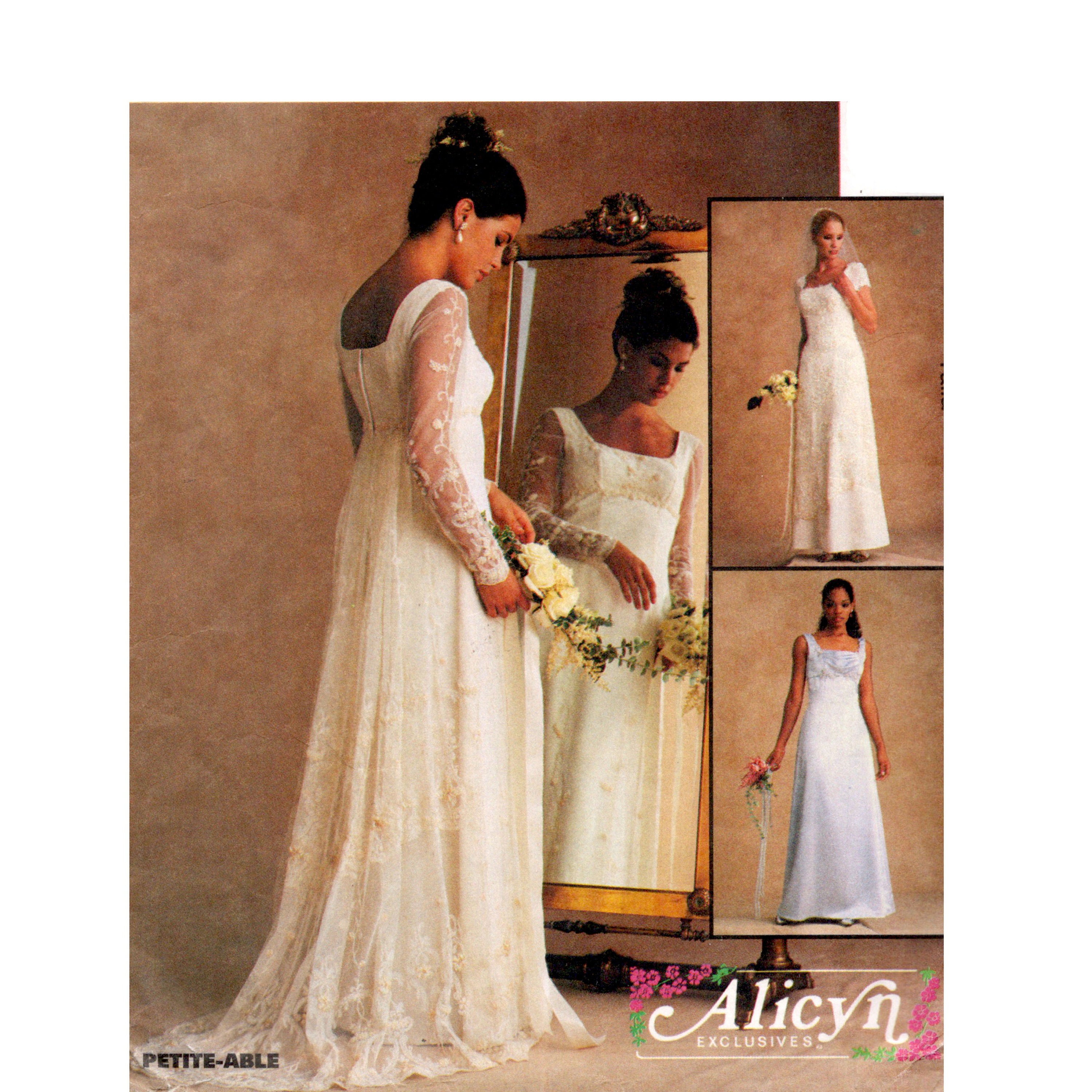 Empire Wedding Dress Pattern uncut Evening Gown MultiSize 8-12 Bust 31.5-34 Empire Waist Dress with Lace Overlay Cosplay McCalls 9688