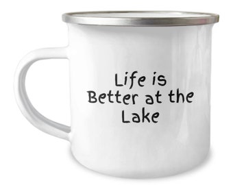 Lake life, camper cup, coffee mug