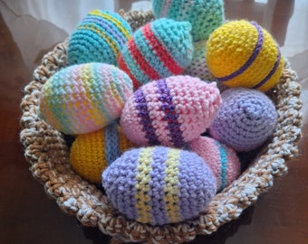 Crocheted Easter Basket and Crocheted Easter Eggs New