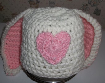 Crocheted Bunny Hat Toddler Handmade New