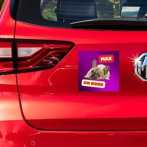 Car magnet, bumper sticker, Custom pet name magnet, pet on board, funny car magnet, dog lover gift, personalized magnet with your pet, pets.