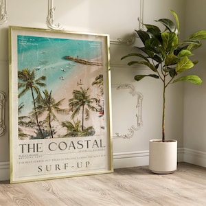 Vintage Beach Surf Art Print: Coastal Newspaper Poster Unframed Print