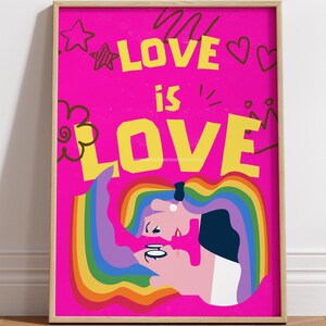 LGBT Rainbow Pride Poster: Love is Love Lesbian Art Print