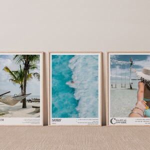 Coastal Beach Prints Set: Surf, Beach, Cowgirl - Summer Wall Art Unframed Print