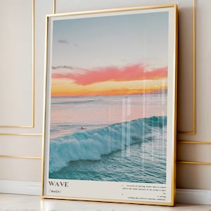 Coastal Print Wave Definition Wall Art, Sunset Summer Ocean Print, Beach House and Coastal Dorm Room Decor, Coastal Gifts