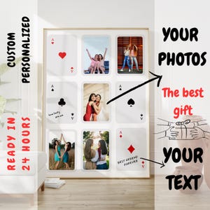 Impression de cartes à jouer personnalisées avec photos et texte, cadeau de carte de poker personnalisé pour Noël, art mural meilleur ami et couple, impression sans cadre