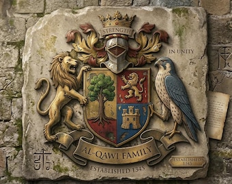 Custom Family Crest | Luxury 3D Heraldic Shield, Personalized Coat of Arms (Digital Download)